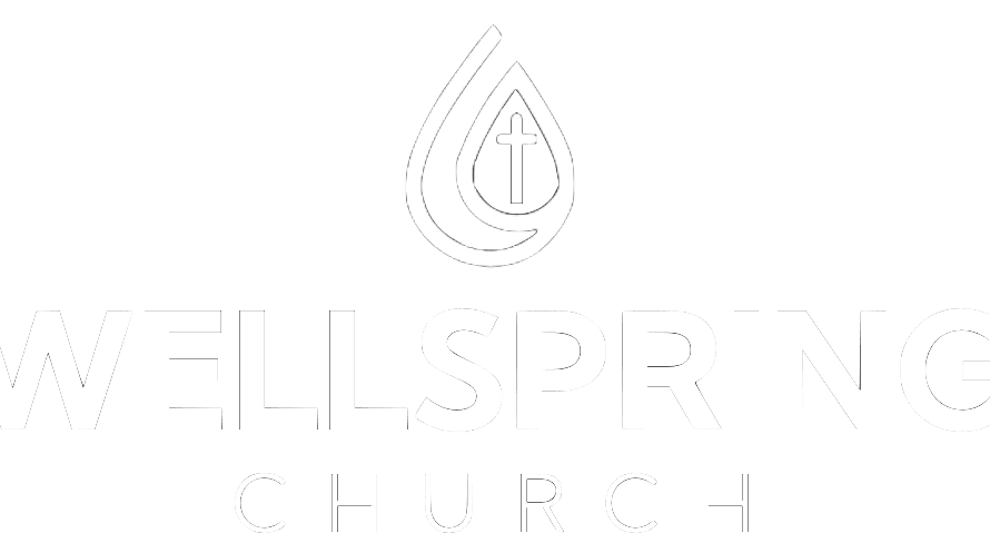 Wellspring Church logo with a water drop and cross.